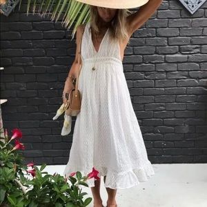 Chasing Unicorns White Eyelet Midi Dress, size large